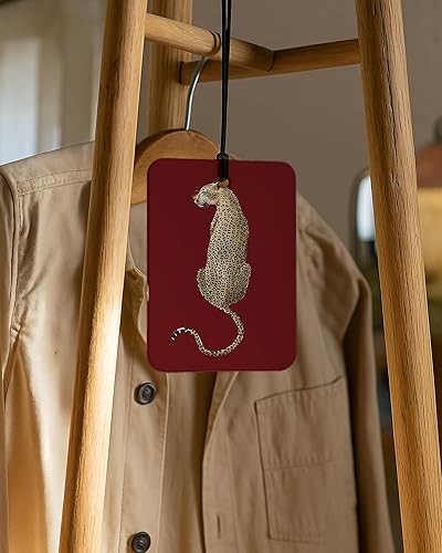 Miniatura 4 de Ambientador de Coche Retro Rojo de Guepardo 4 Piezas, Moderno Estampado de Guepardo Cereza Lucky 8 Ball Ambientador Colgante para Autos Armario