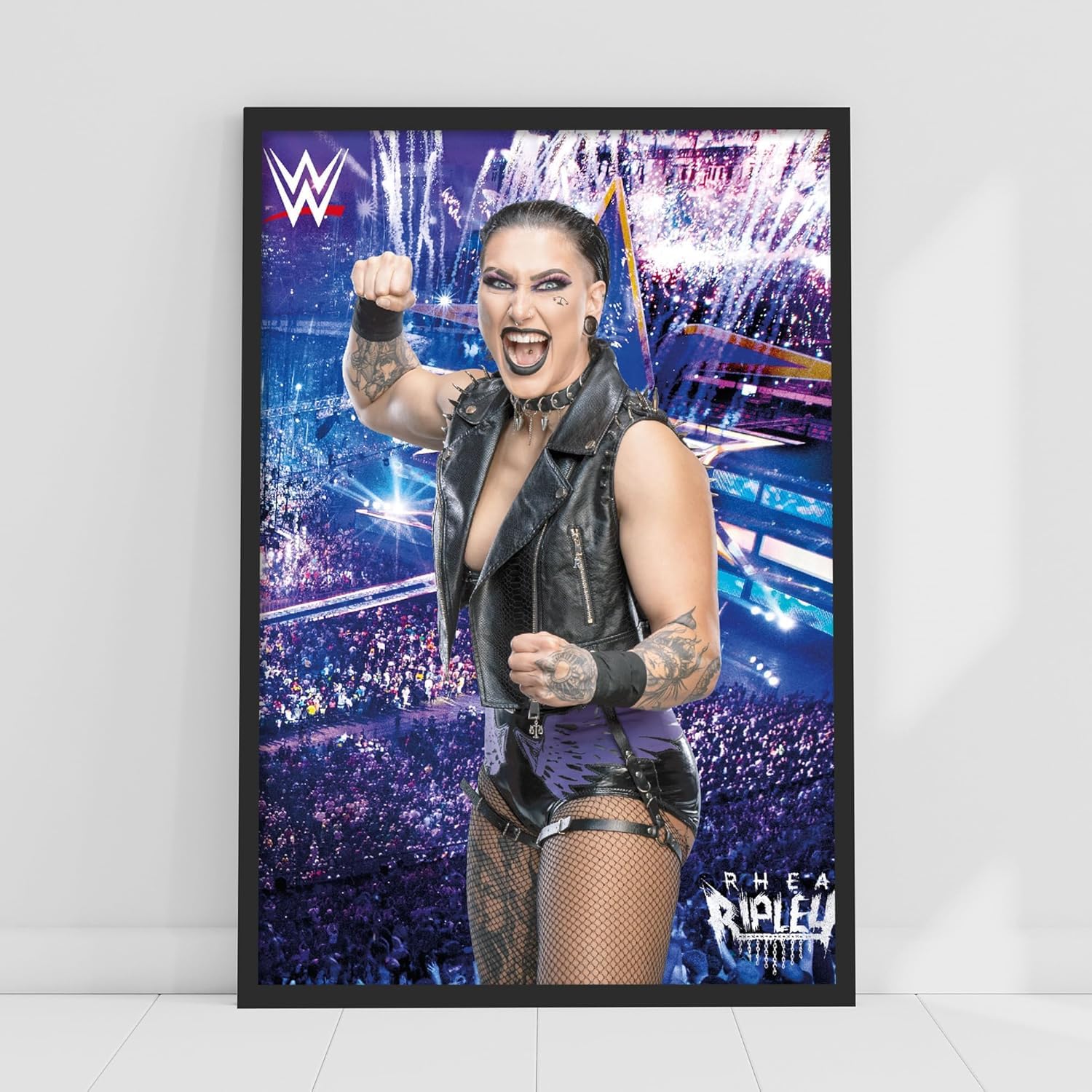 Themed Black Wwe Print - Rhea Ripley Crowd Poster Wrestling Wall Art (29.7Cm X 42Cm - A3)