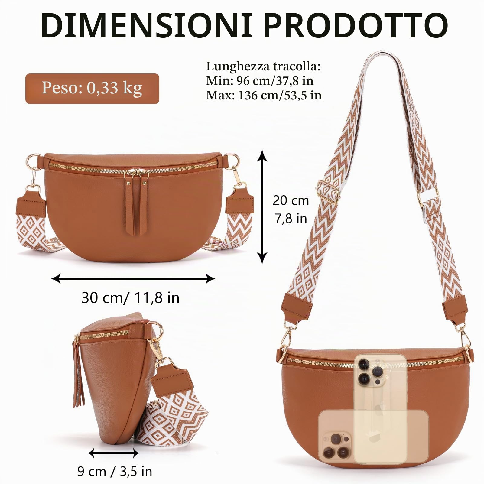 Vezluax 30x20cm Cross Body Bumbags for Ladies Large Bum Bag Stylish Waist Packs Women's Bumbag Fanny Pack for Women Belt Bag with Wide Strap