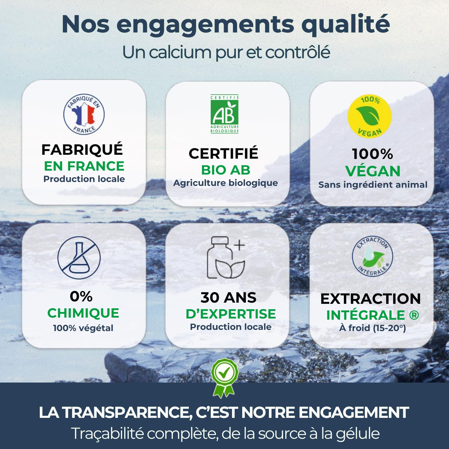 Biophénix - Calcium Bio 90 Gélules - Procédé Exclusif Extraction Intégrale® - Complément Alimentaire 100% Naturel - Equilibre Osseux & Fonction Musculaire - Fabriqué en France - Vegan