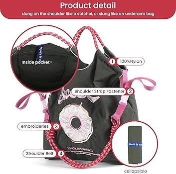 Amazon.com: Ball&Chain Embroidered Doughnut Pattern Tote Bag