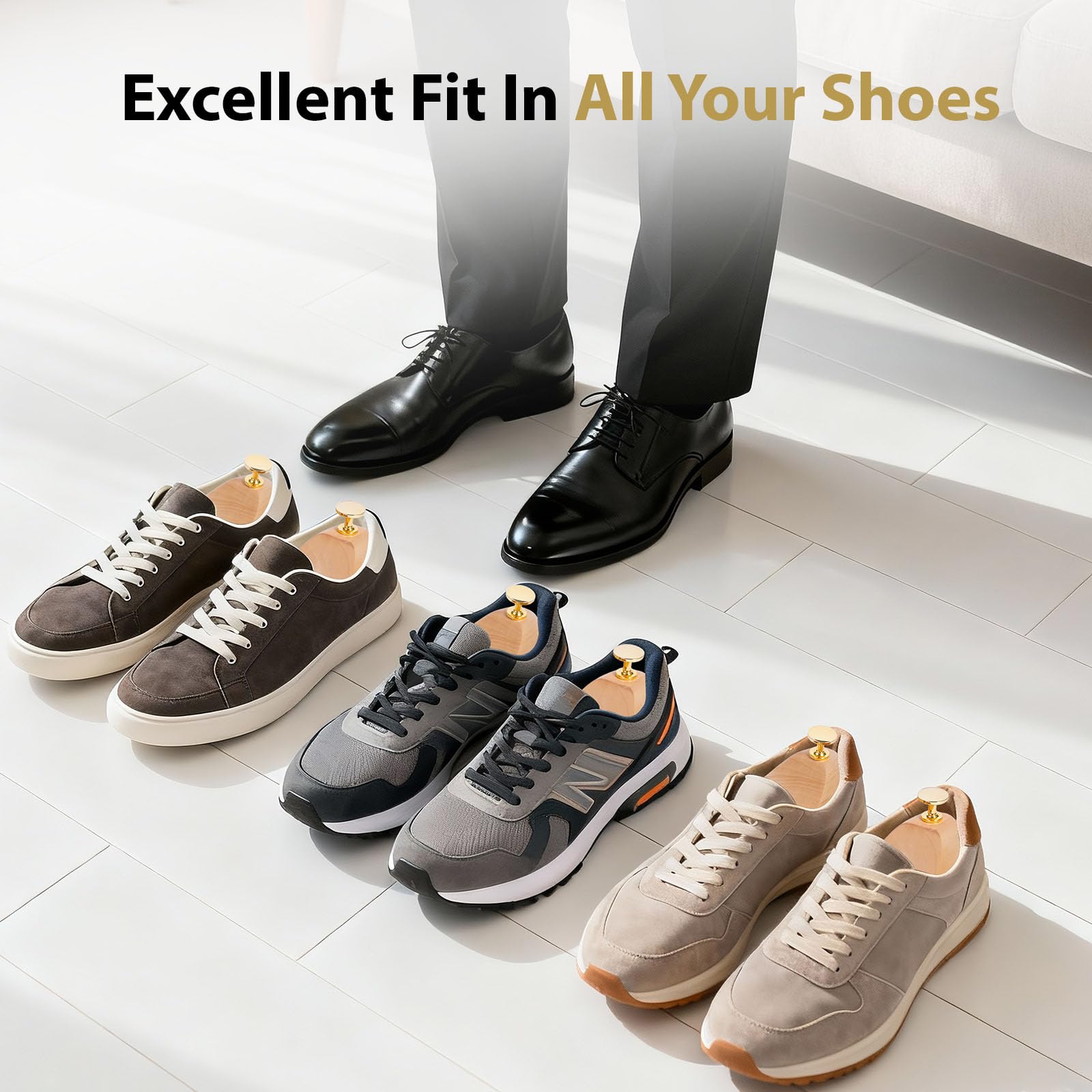 Horma de Zapatos de Madera de Pino para Hombre y Mujer, Moldeador y Ensanchador de Zapatos, Prolonga la Vida Útil y Mantiene la Forma, Diseño Elegante, 1 Par de Hormas de Alta Calidad