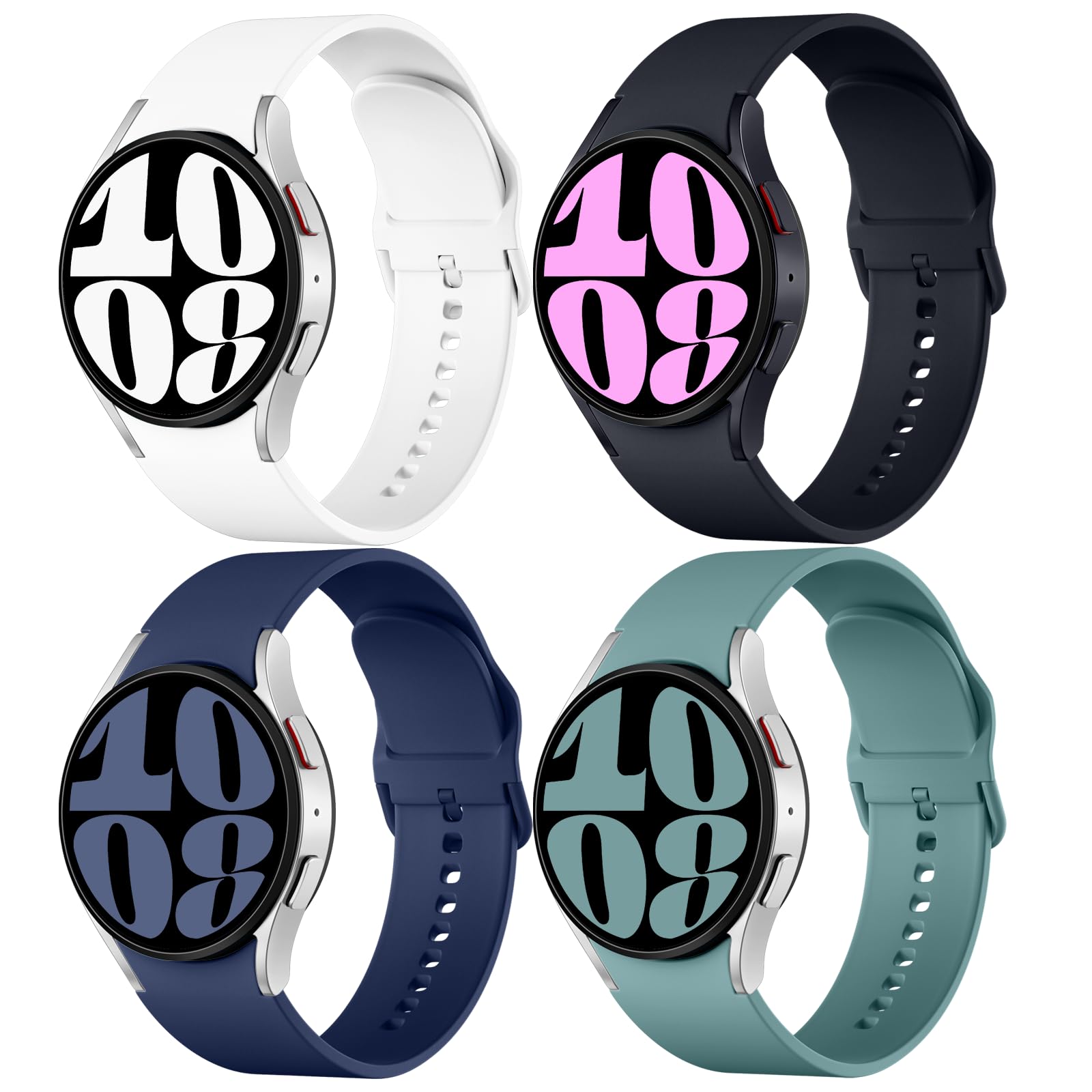 Easuny Strap Compatible with Samsung Galaxy Watch 7 6 5 4 FE Strap 40mm 44mm, No Gap Silicone Bands for Galaxy Watch 5 Pro Strap/Galaxy Watch 6 4 Classic 47mm 43mm 46mm 42mm Strap for Women Men