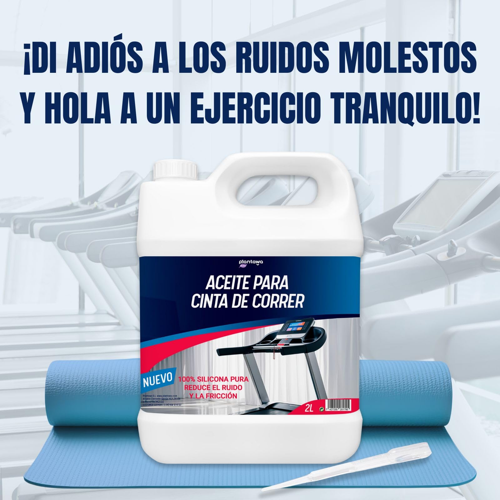 Plantawa Aceite para Cintas de Correr 2L | Lubricante Silicona Cinta Correr. Ideal para Gimnasios, Cintas Domésticas. Aplicación Precisa. Apto para todas las cintas de correr.