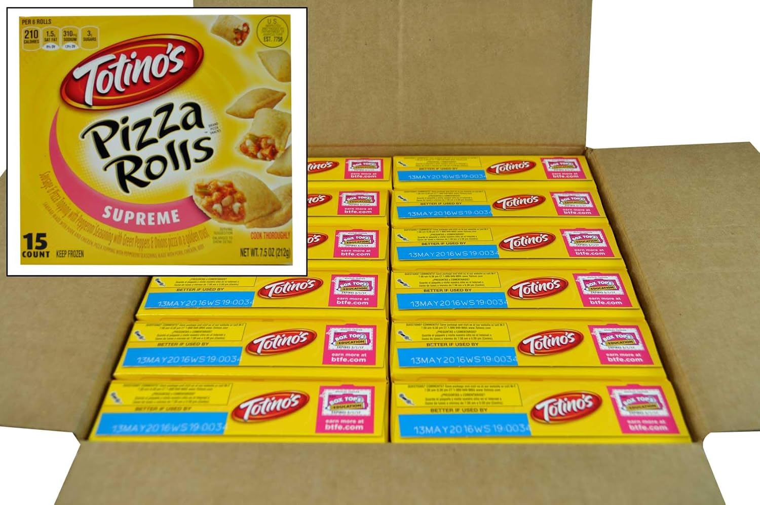 Totinos Supreme Pizza Rolls, 7.5 Ounce -- 12 per case.