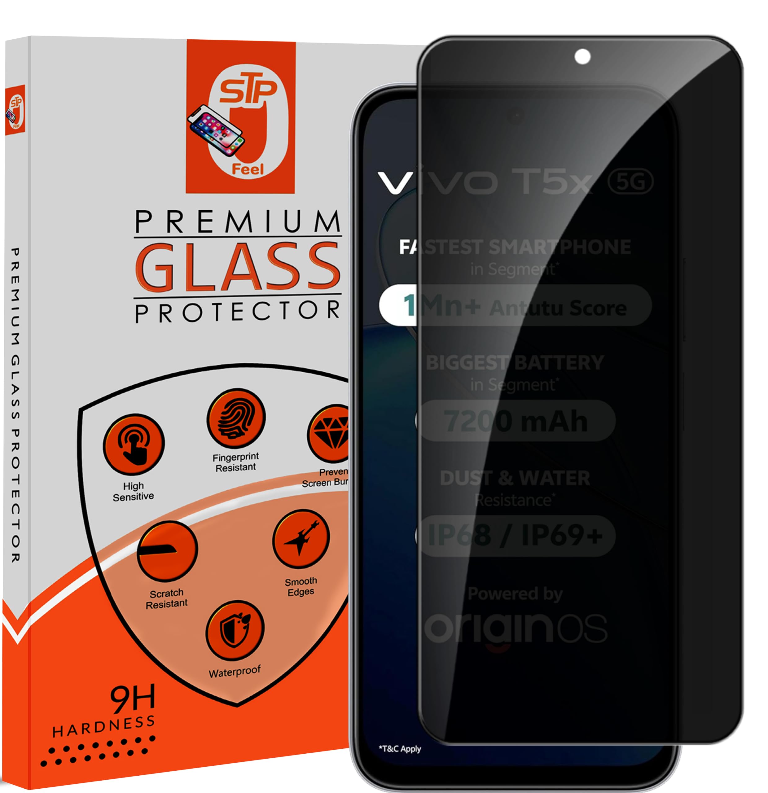 STP FEEL® Premium Grade Privacy Tempered Glass Screen Protector Guard Compatible For Oneplus Nord CE6 lite 5G (6.72 Inch, Pack of 1) Full Edge to Edge Coverage Anti-Spy/Anti-Peeping 9H Hardness — Amazon image 26