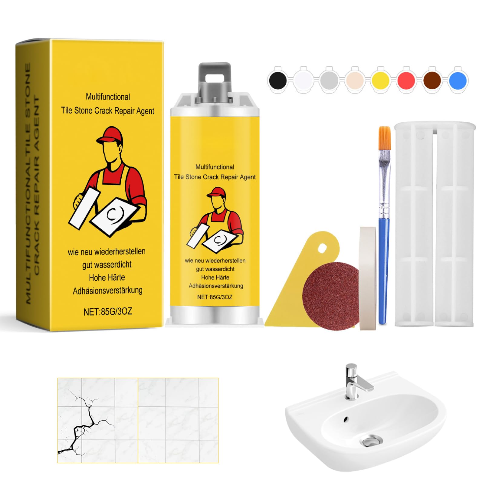 Multifunctional Waterproof & Long-Lasting Tile Repair Kit for Cracks, Holes, Chips, Scratches, Dents, Tub & Porcelain Repair, Home Essentials