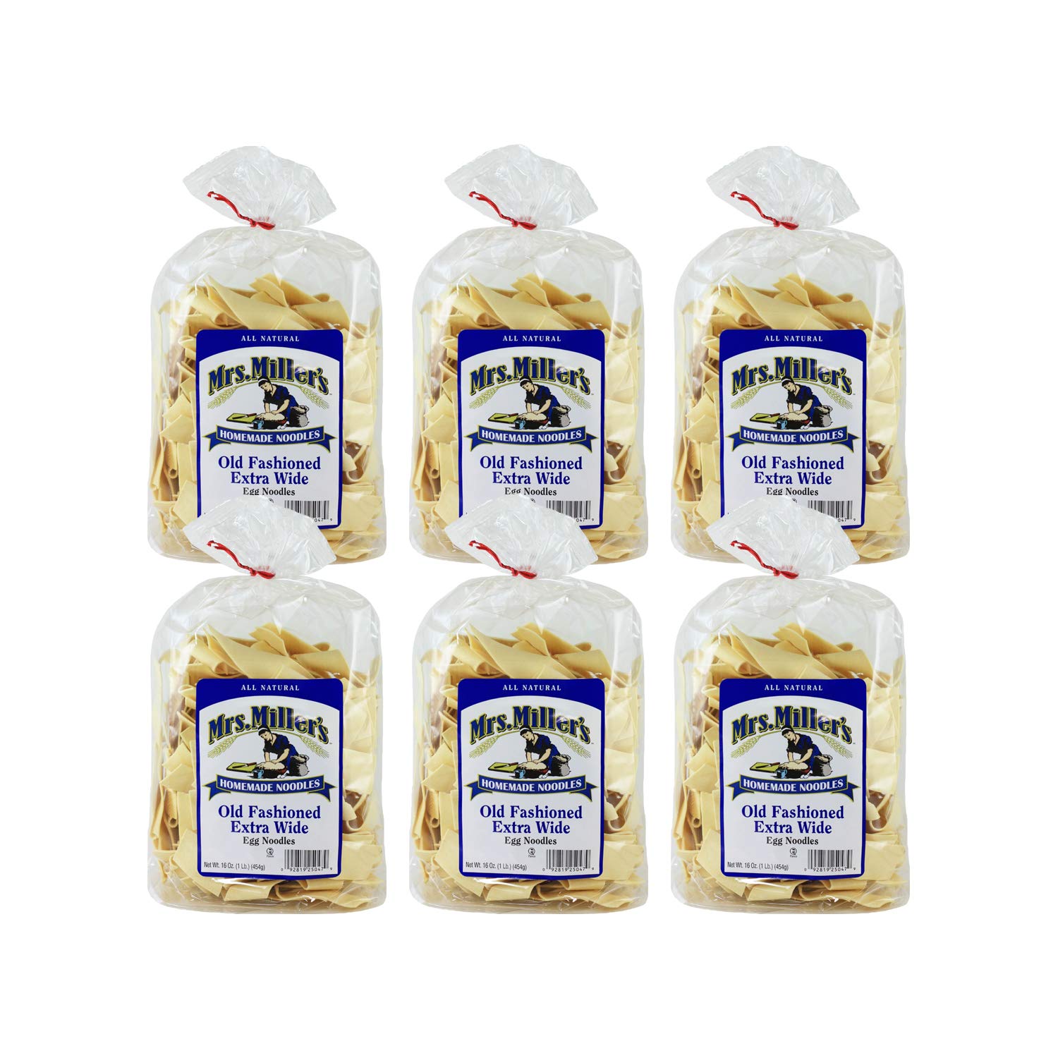 Mrs. Miller's Homemade Old Fashioned Egg Noodles, Extra Wide, 16 OZ (Pack of 6)