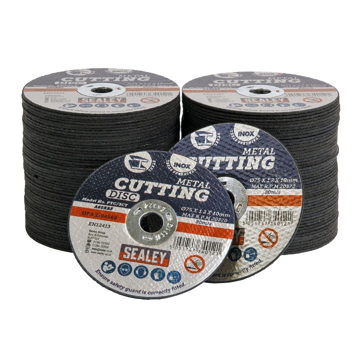 Sealey Cutting Disc Pack of 100 Ø75 x 1.2mm Ø10mm Bore - PTC/3CT100