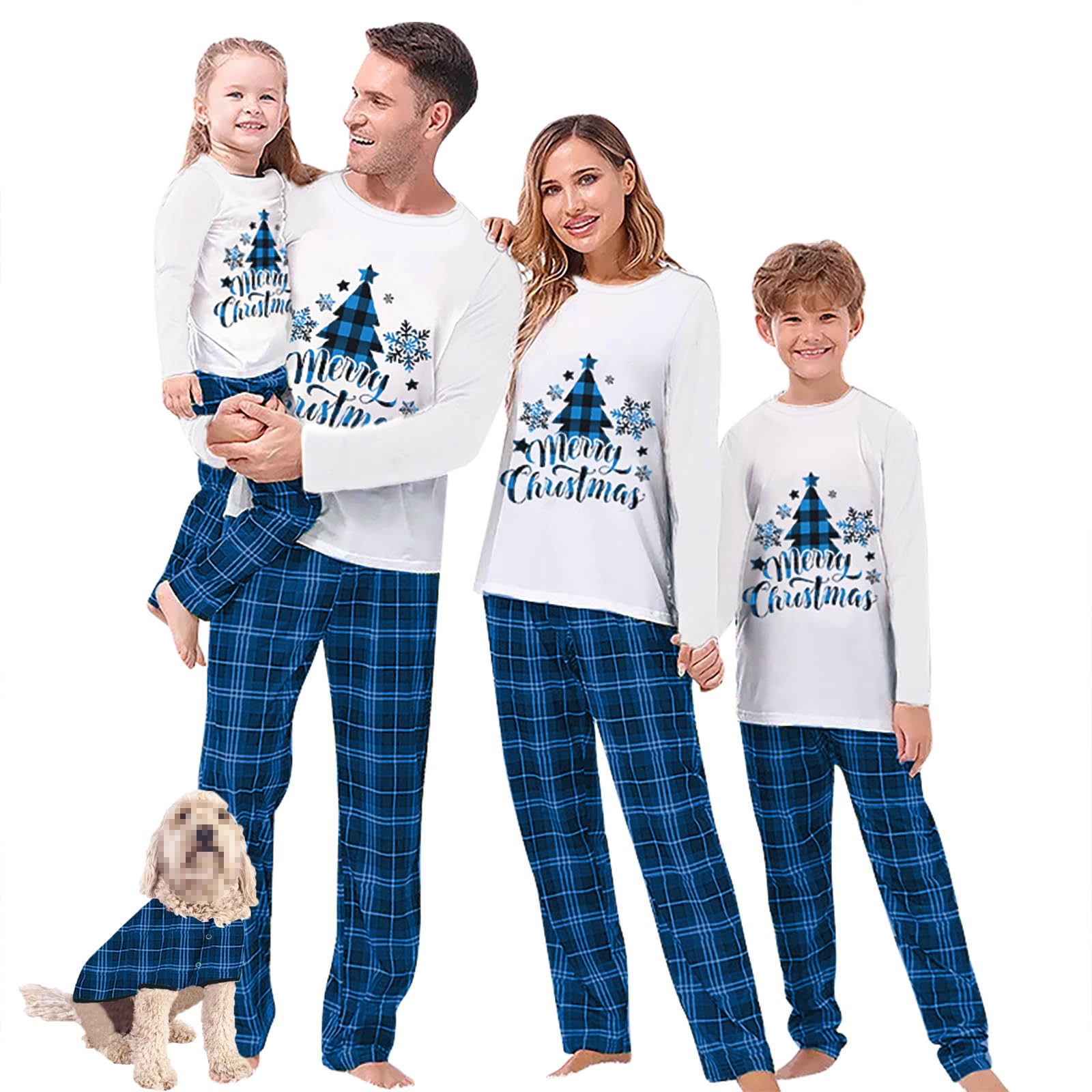 Christmas Family Matching Pajamas Sets Christmas PJ's Letter Print Top and Plaid Pants Jammies Sleepwear-image-24
