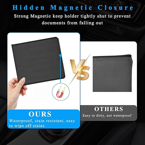 Miniatura 5 de Kewucn Paquete de 2 soportes para seguro de registro de automóvil, organizador esencial de guanteras de tarjetas de automóvil de 10.55 x 4.8