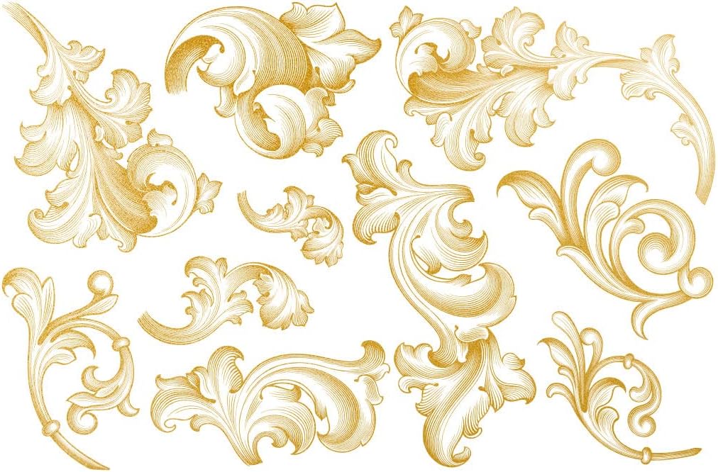 Ceramic Decal, Gold Overglaze Decal, Victorian Flourish (Yellow Gold)