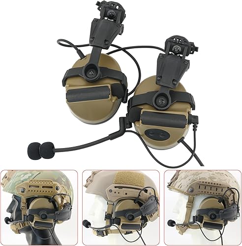 Miniatura 4 de TSVISIONCORE Auriculares tácticos con diadema desmontable U94 PTT y adaptador de riel, para ARC, Mlok, riel del equipo Wendy, deportes de Airsoft