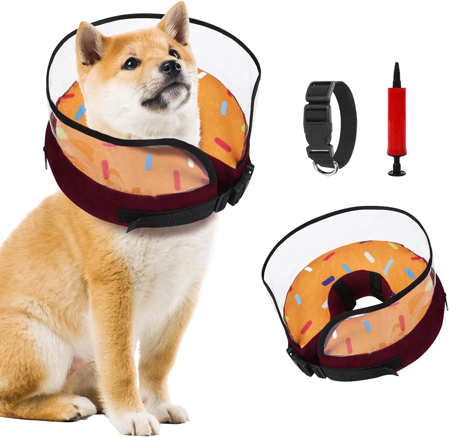 Rasugarlary Inflatable Dog Cone, Soft Dog Donut Collar for