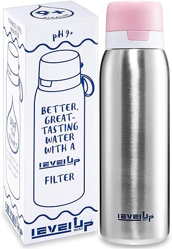 Miniatura 6 de Level Up Way Botella de agua de acero inoxidable de alta calidad de 25 onzas con filtro sin BPA artículos esenciales de viaje filtro de agua