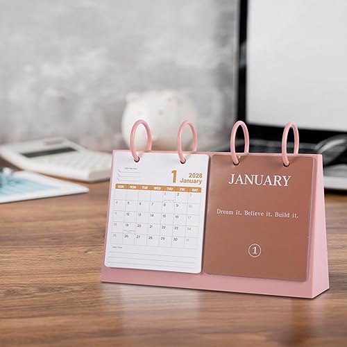 Miniatura 6 de Calendario de escritorio pequeño 2025-2026 de 18 meses de julio de 2025 a diciembre de 2026, calendario mensual abatible para escritorio con citas