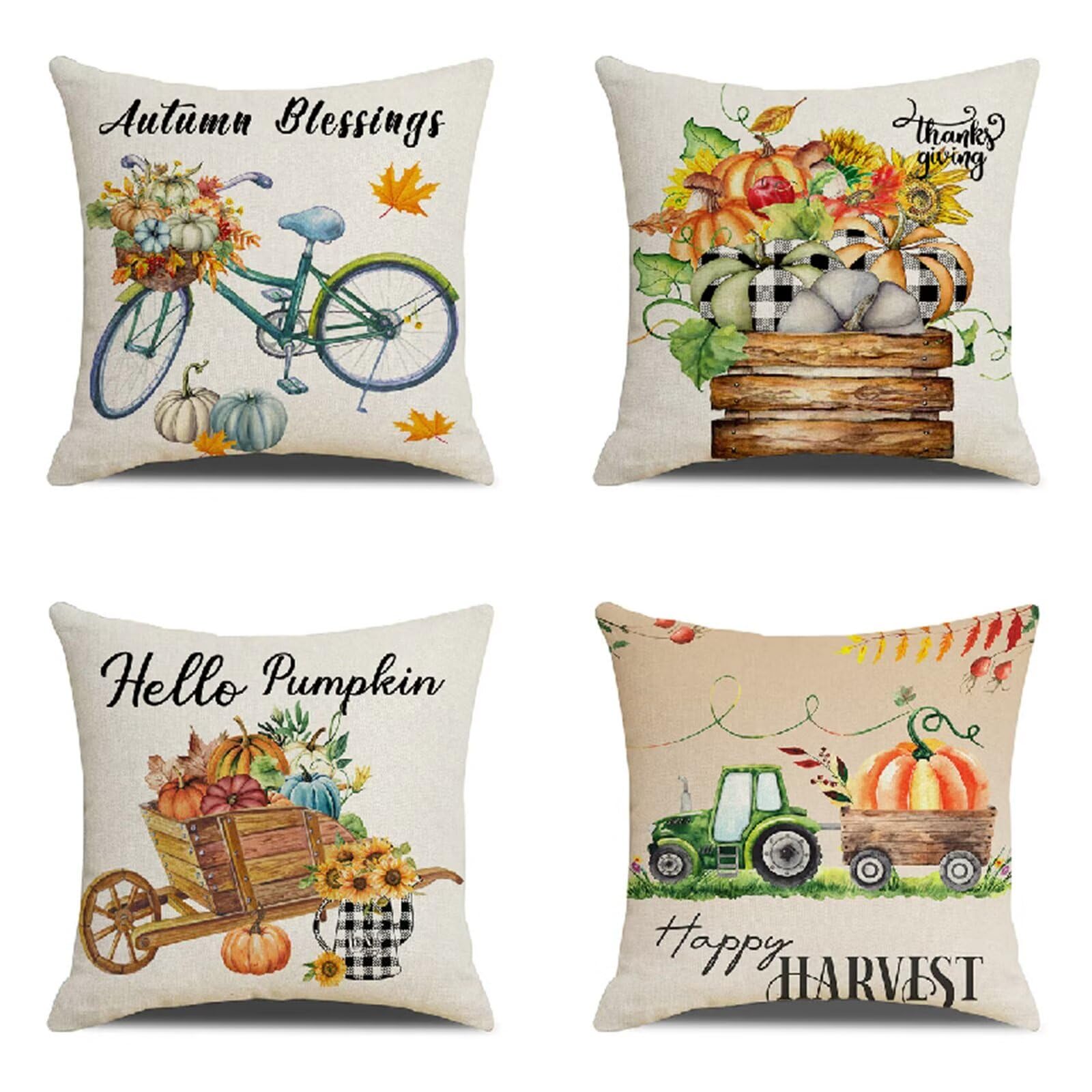 Federe Cuscini Divano 60x60cm Set di 4 Cuscini per Divano in Morbido Cuscini Esterno Quadrato Doppio Lato Estate Impermeabili Biciclette Cuscini Decorativi,per Divano Soggiorno Sedia Letto Beige OW249