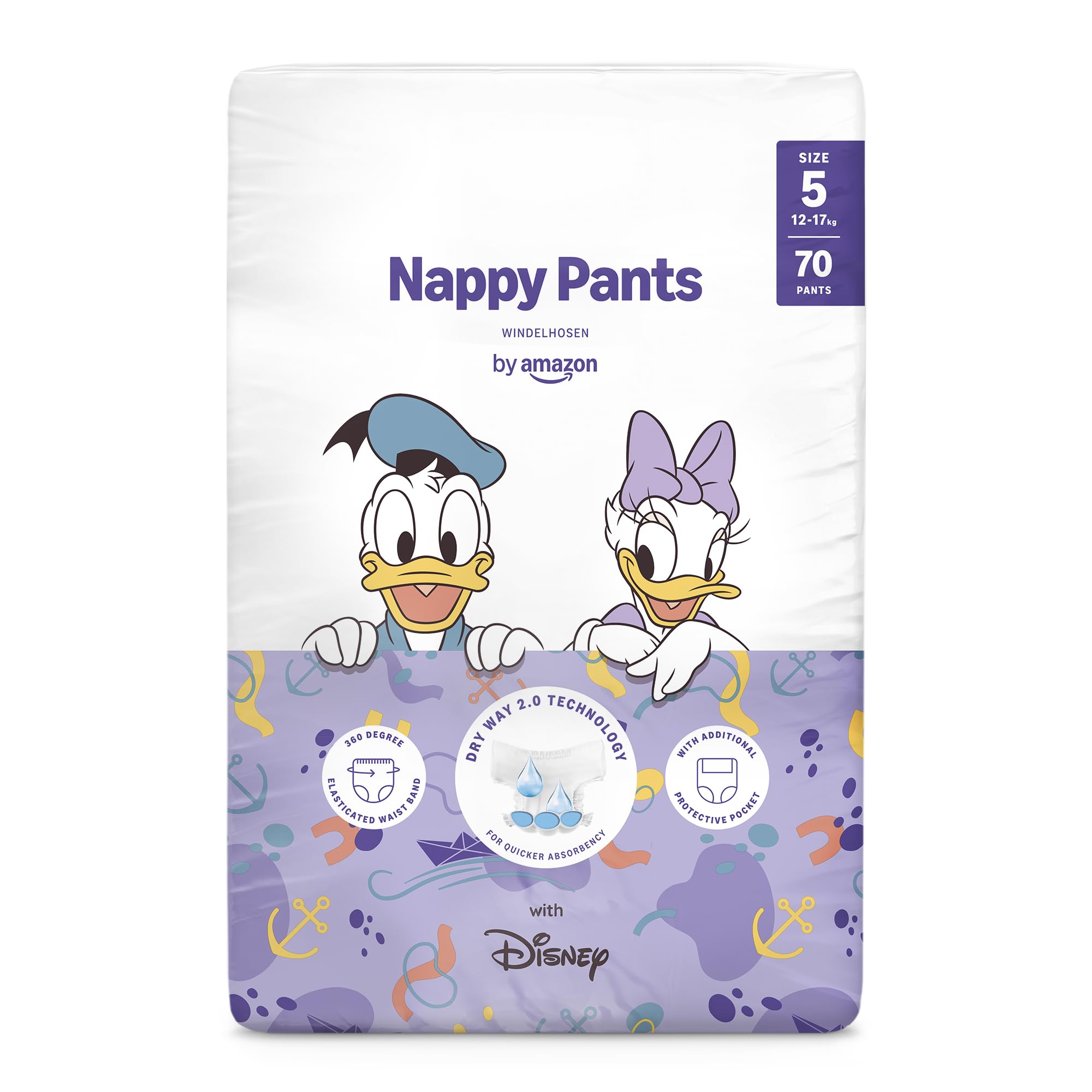 by Amazon, Pannolini Mutandina Disney, Taglia 5 (12kg-17kg), 70 Pezzi, Bianchi (in Precedenza un Marchio Mama Bear, Stesso Prodotto)