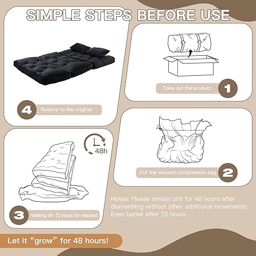 Miniatura 9 de Sofá cama plegable para adultos con tela de pana, colchón plegable con soporte para la espalda, puf, sofá cama para sala de estar y dormitorio