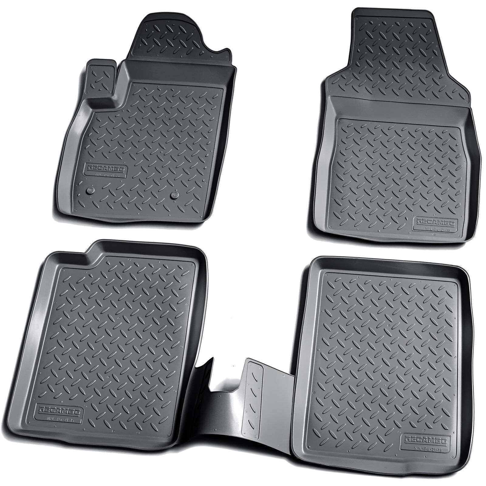 Recambo Set di tappetini in gomma e vasca per bagagliaio adatti per Fiat Panda II | 169 | 2003 2012 100% tappetini per auto e bagagliaio in TPE antiscivolo di alta qualità, colore nero
