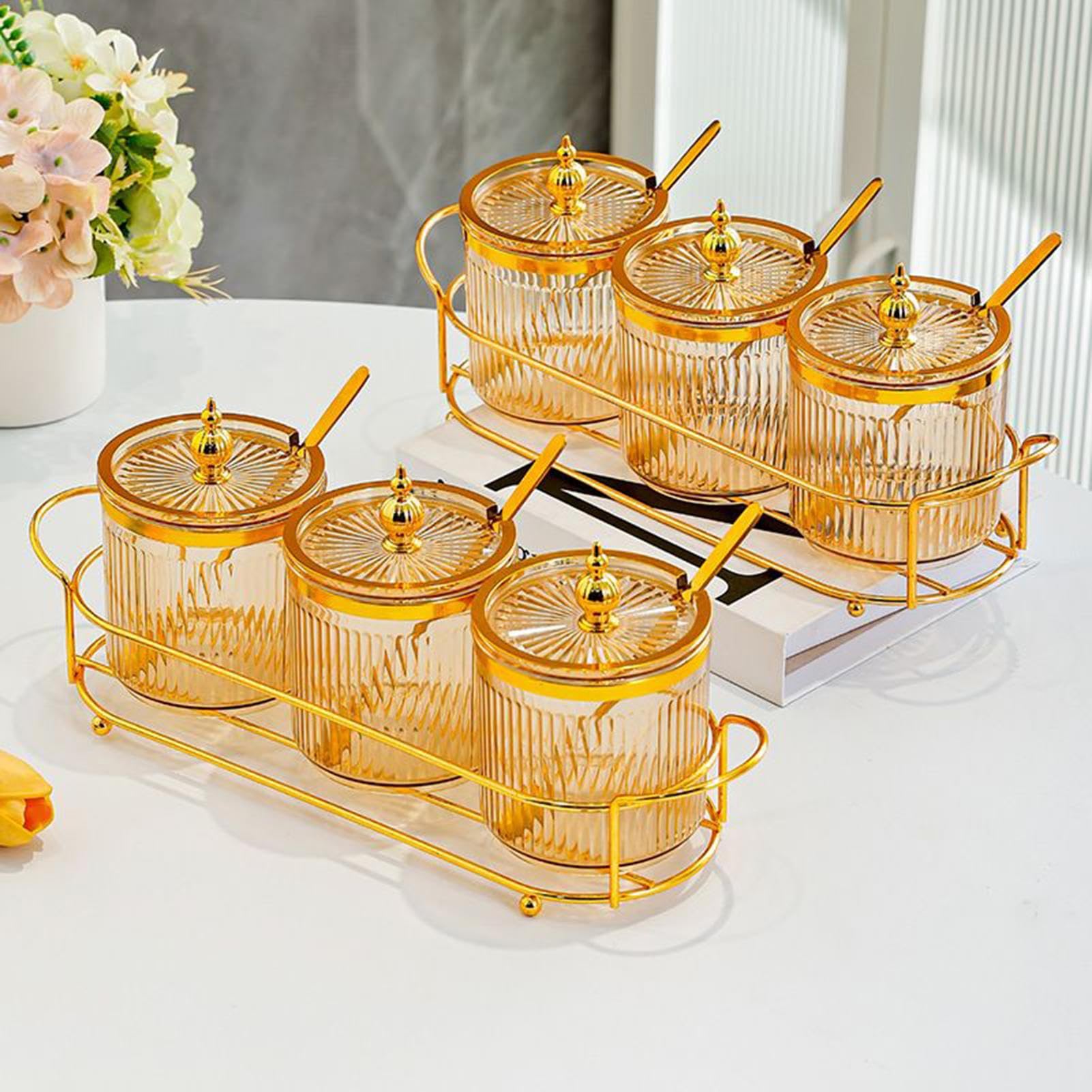 Tarros herméticos para condimentos con tapa y cuchara, recipientes de almacenamiento transparentes para especias, condimentos y azúcar, ideal para despensa, nevera, camping, hogar y restaurante