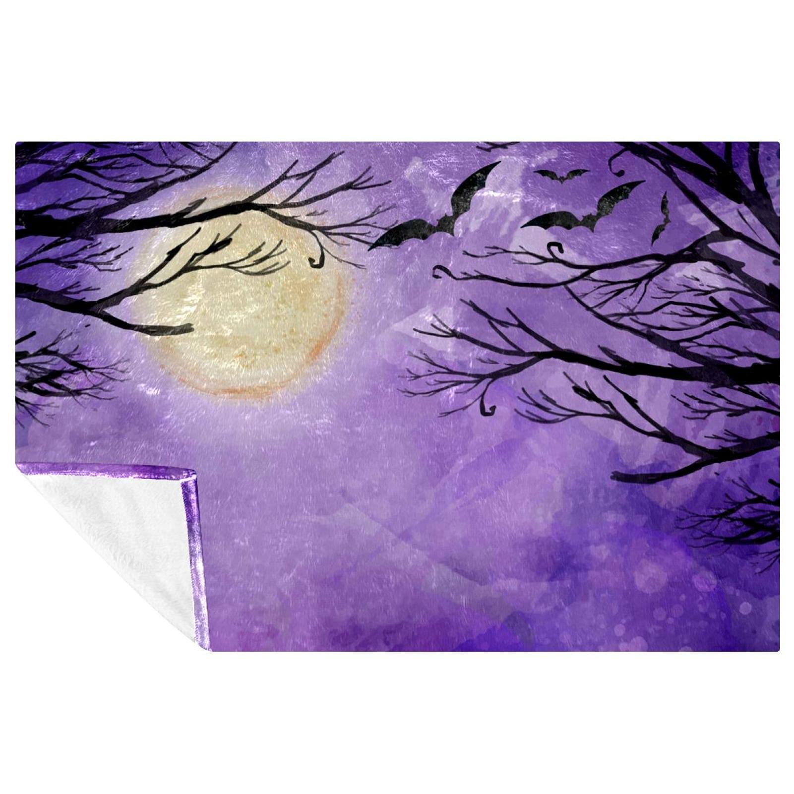 Couverture chaude et douce isolante violette à motif branches pour nuits fraîches