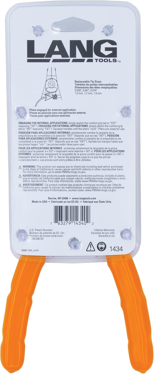 A & E Hand Tools Lang Tools 1434 Internal/External Quick Switch Retaining Ring Pliers and Tip Kit