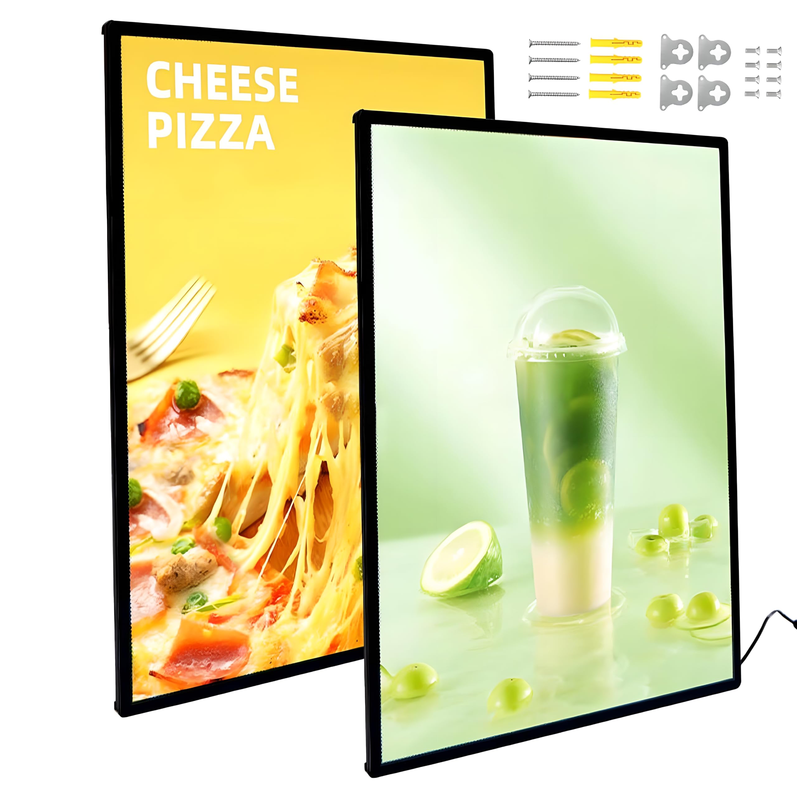 Podświetlana Ramka Led, Ultracienka Ramka Led Z Profilem Aluminiowym, Ramka Reklamowa Do Montażu Na Ścianie, Smukła Podświetlana Tablica Menu Ze Szkła Hartowanego Dla Restauracji, B black A4（224*304）