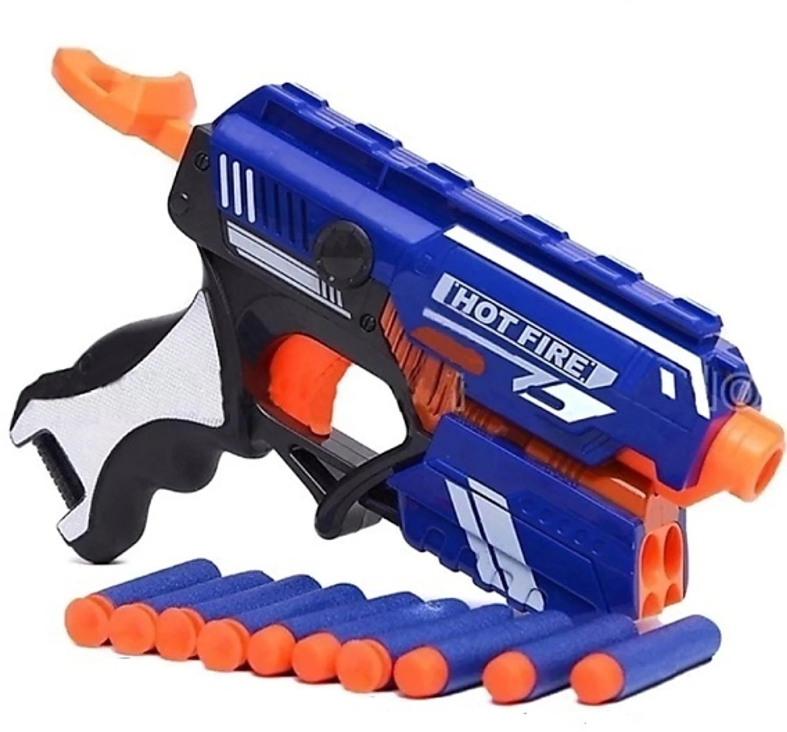 Blaze Storm Hot Fire Manual Foam Blaster Toy Gun with Soft Bullets, Long Range Hand Actuated, 10 Piece Ammunition