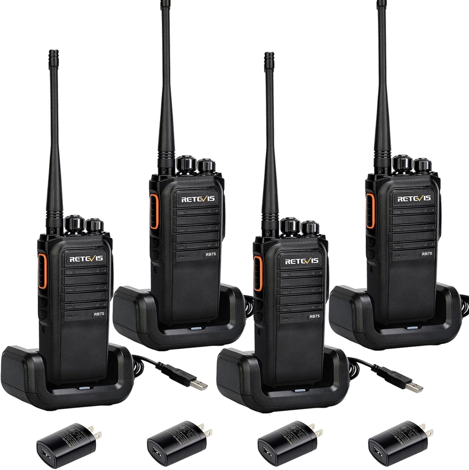 Retevis RB75 Walkie Talkies Long Range, 30 Channels, GMRS Radio,IP67 Waterproof Walkie Talkies, 4500mAh Battery, VOX, Rugged, Repeater Capable for Farm School Construction Emergency Use (4 Pack)