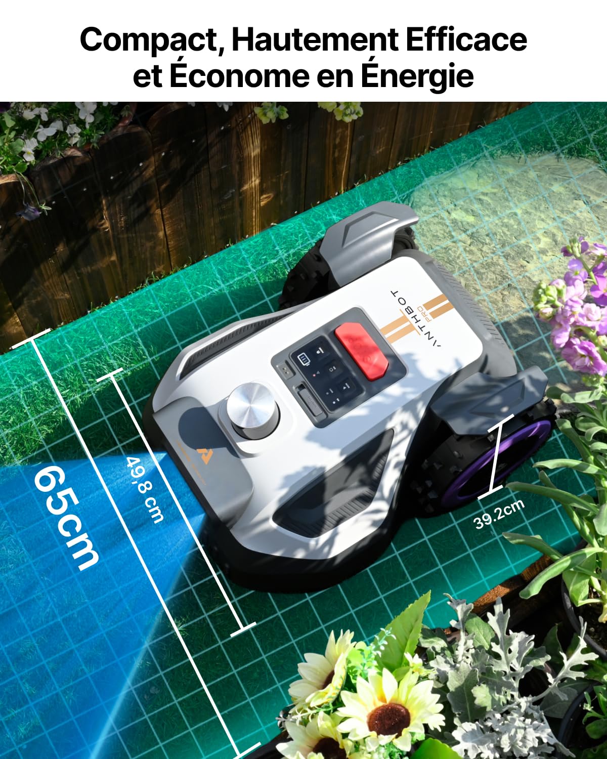 ANTHBOT M9 Pro Tondeuse Robot - 1000㎡，360° LiDAR, NetRTK, 4G, Double Caméra, 5000mAh, 150㎡/h, HDR Vision IA, Cartographie Automatique & Manuelle, Prêt à l'emploi, Gestion Multi-Zones, IPX6, ≤58dB | Double Caméra, 5000mAh, 150㎡/h, HDR Vision IA, IPX6