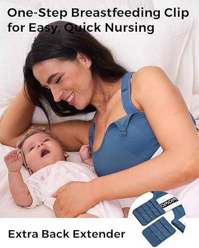 Miniatura 4 de Momcozy Sujetadores de lactancia para lactancia, FB011 de bajo impacto sujetador deportivo de enfermería soporte de maternidad embarazo acolchado