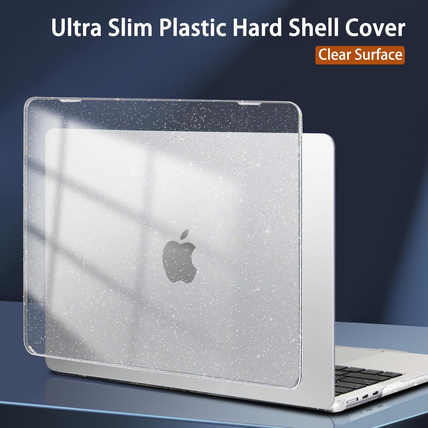 Case for MacBook Air 13.6 inch M2 M3 M4 2022 2024 2025 A2681 A3113 A3240, Plastic Hard Shell Case Keyboard Cover Screen Protector USB C to USB 3.0 Adapter, Sparkly Clear