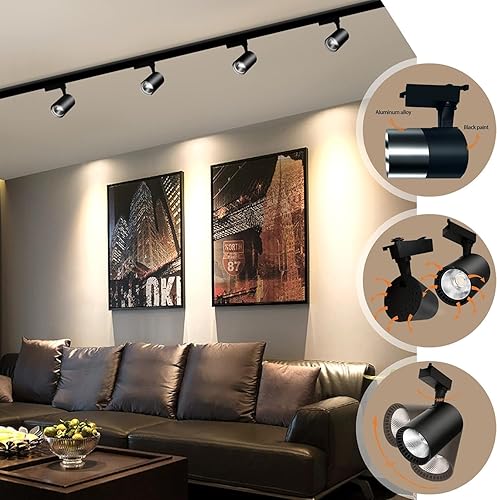 Miniatura 6 de Yuemegou Cabezales de iluminación LED de pista de 12 luces, kit de iluminación de pista de alto brillo de 25 W, accesorio de iluminación de riel de