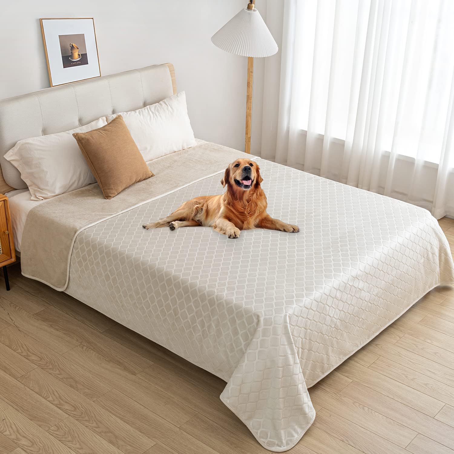 fuguitex Manta impermeable para perro, funda de cama de terciopelo de cristal para perro, manta de felpa para mascotas, manta para sofá