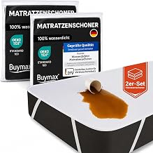Buymax Waterproof Mattress Protector, Crinkle-Free Mattress Topper, Breathable Cotton and TPU Film Incontinence Underlay, with 4 Rubber Corners, Mite Protection, Set of 2, 90 x 200 cm