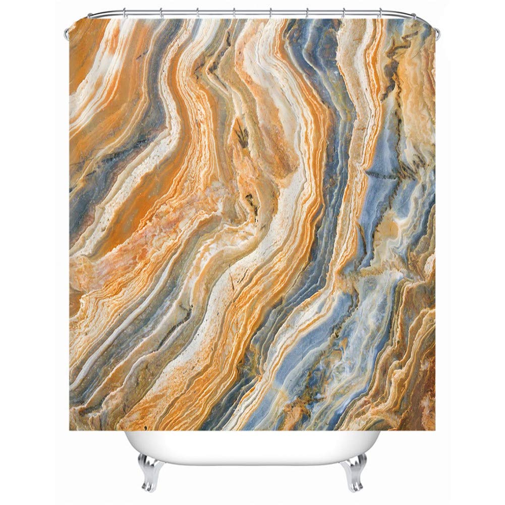 Chickwin Shower Curtains Bathroom, 3D Print Shower Curtains Mould Proof Resistant Washable Shower Curtain Liner Waterproof Bath Curtain with 12 Hooks (Golden Marble Print,200x240cm)
