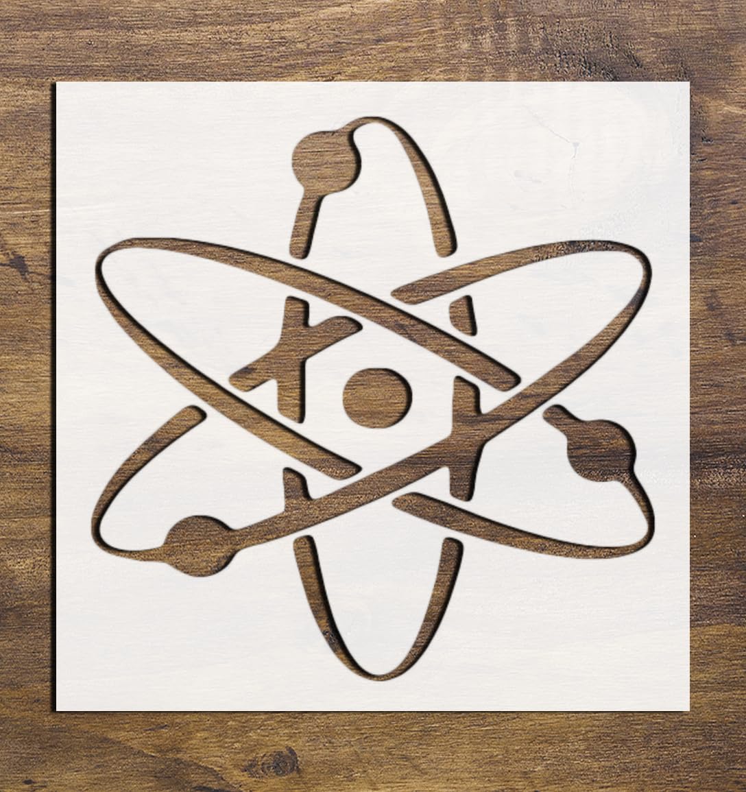 Atom Symbol Stencil - Reusable Science Template for Painting on Wood, Paper, Walls, Classroom Projects, and STEM-Themed Crafts