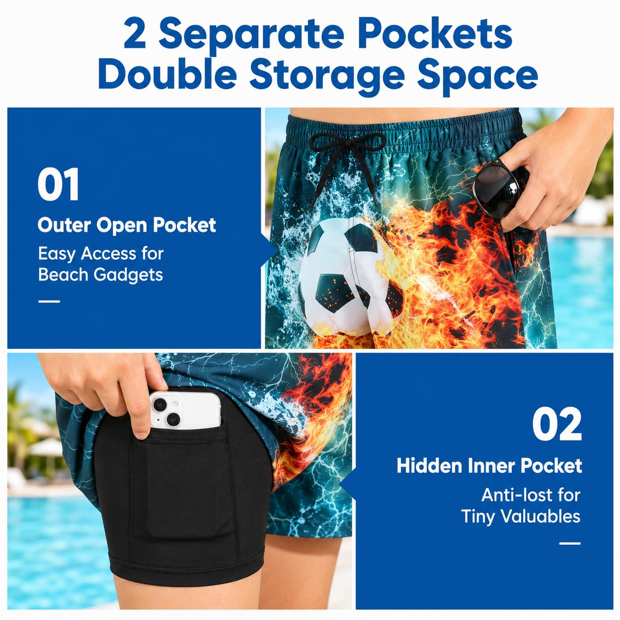 Idgreatim 5-16T Costume da bagno per ragazzi con fodera a compressione, costume da bagno estivo da spiaggia ad asciugatura rapida