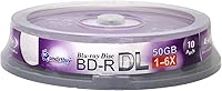 Smartbuy 10-Pack 50GB BD-R DL 6X Blu-ray Discs - Double Layer Blank Media for HD Video & Data Backup Spindle