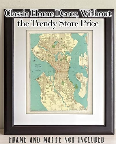 Miniatura 6 de 1920 Reproducción antigua de mapa de la ciudad de Seattle de 11 x 14 pulgadas sin marco, póster vintage de Rand McNally Old Seattle, mapa de calle