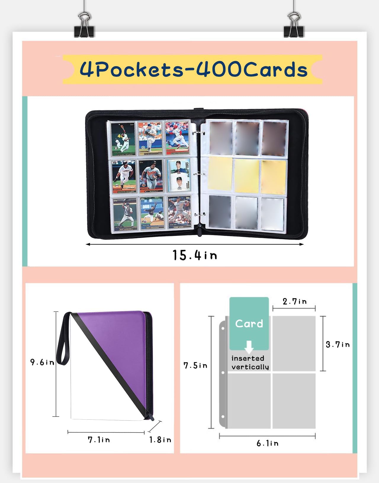 Amazon.co.jp: カードファイル 4ポケット 400枚収納 ファイル ケース
