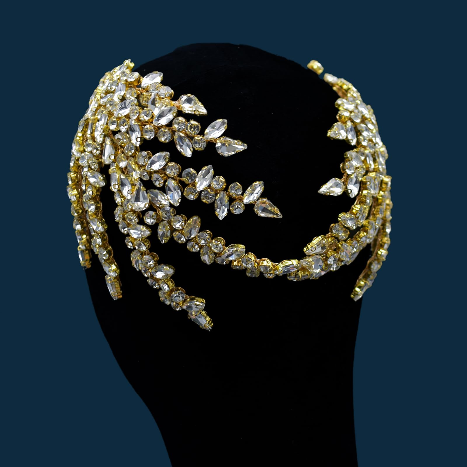 Cerchietto per capelli da sposa, accessorio per capelli da sposa fatto a mano (oro)