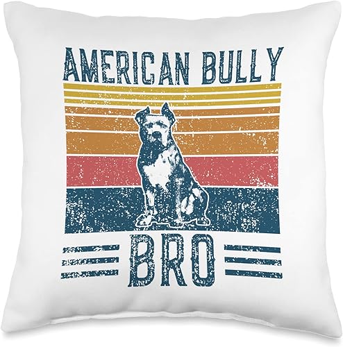 Retro American Bully Bro Gift for Brother Almohada vintage American Bully Bro para perro, 16 x 16 pulgadas, multicolor