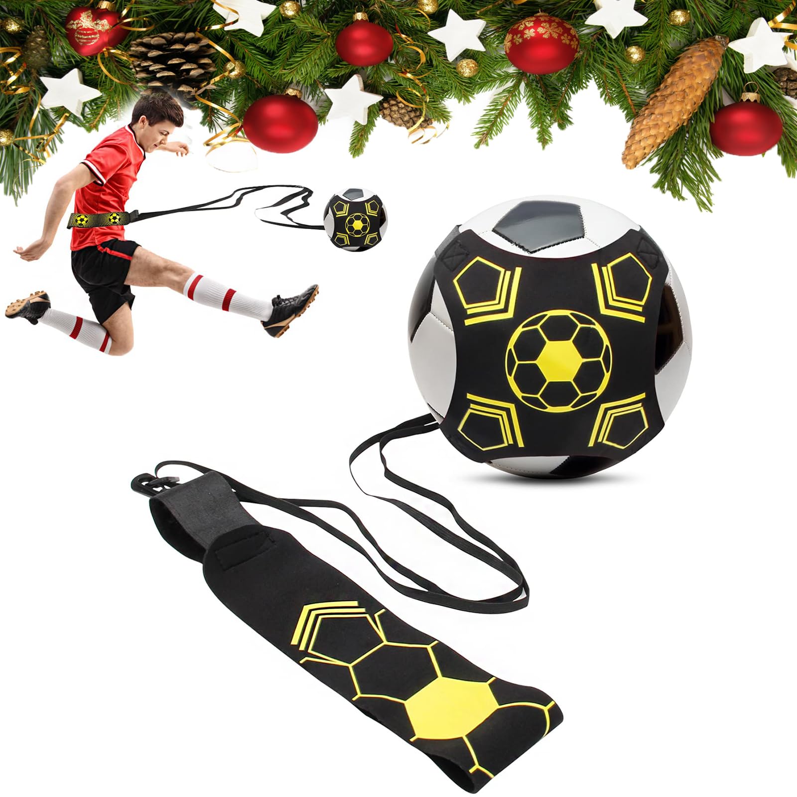 Football Kick Trainer Soccer Training Aid Belt with Storage Bag Solo Close Control and Skills Practice Waist Belt Hands Free Fits Ball Size 3, 4, and 5, Halloween