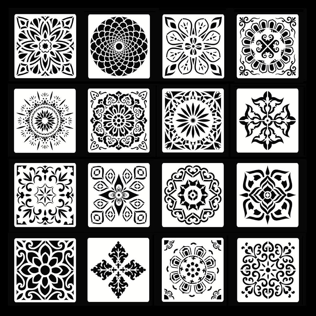 358円 国内正規総代理店アイテム Rolin Roly 花柄 曼荼羅 製図用 テンプレート Diyスクラップ ステンシルシート 絵画 ホワイト 16 Pcs