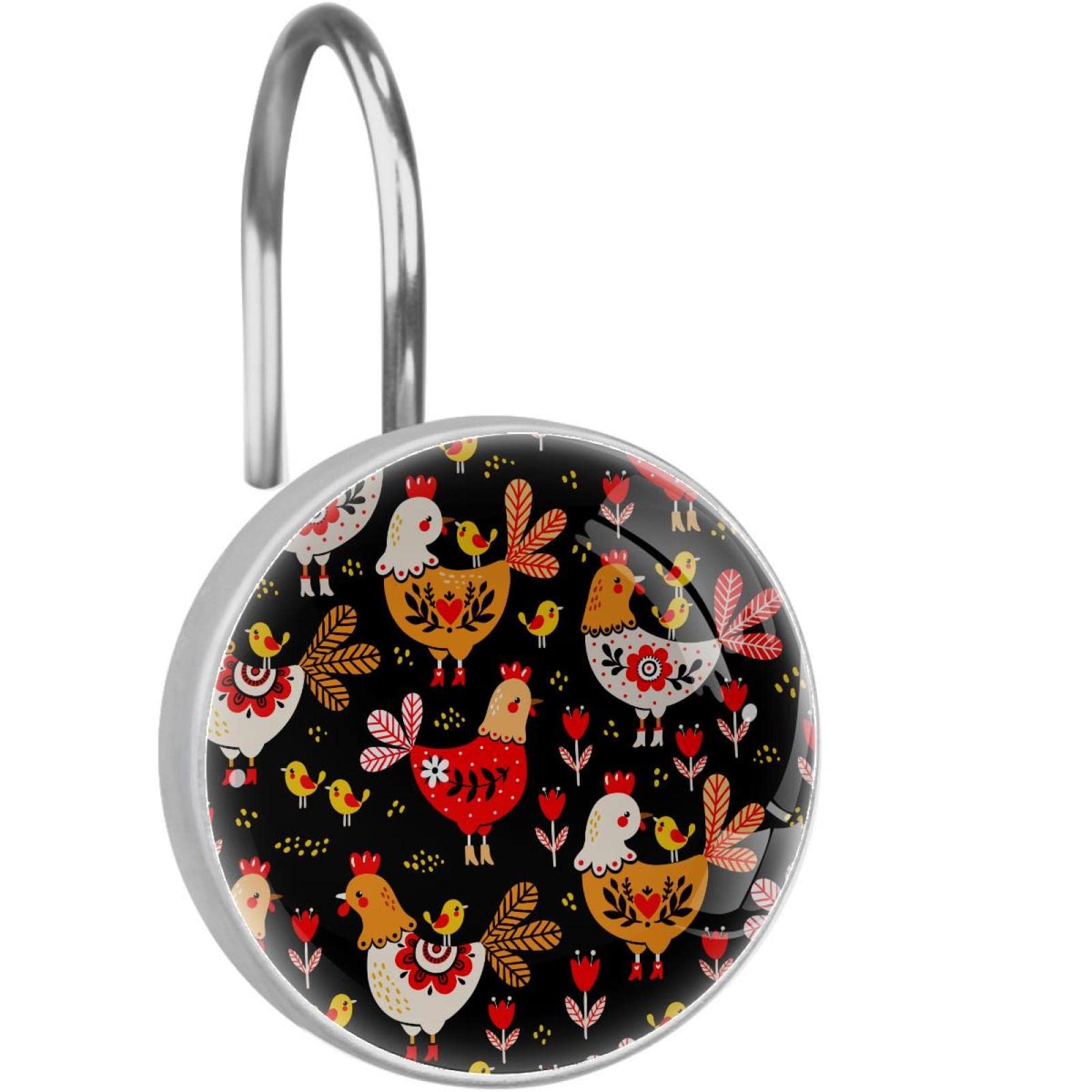 Crochets pour rideau de douche coq en cristal lot de 12 décorations