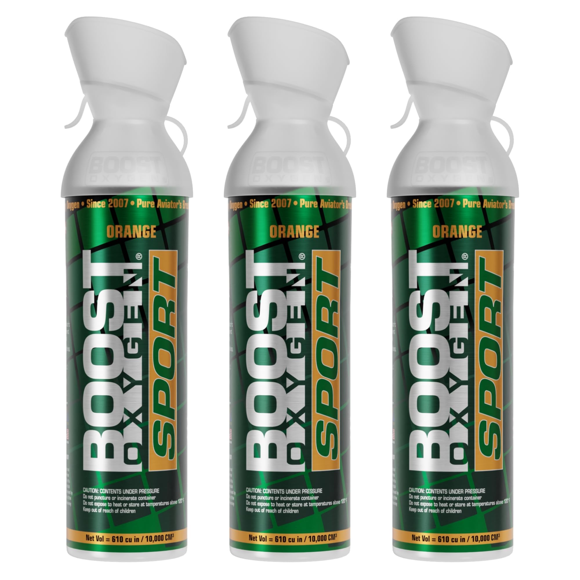 Boost Oxygen Sport- 10 Liter 3 Pack - Performance Orange Aroma. The Original Portable Oxygen Can for All-Natural Respiratory Support - Seen on Shark Tank!