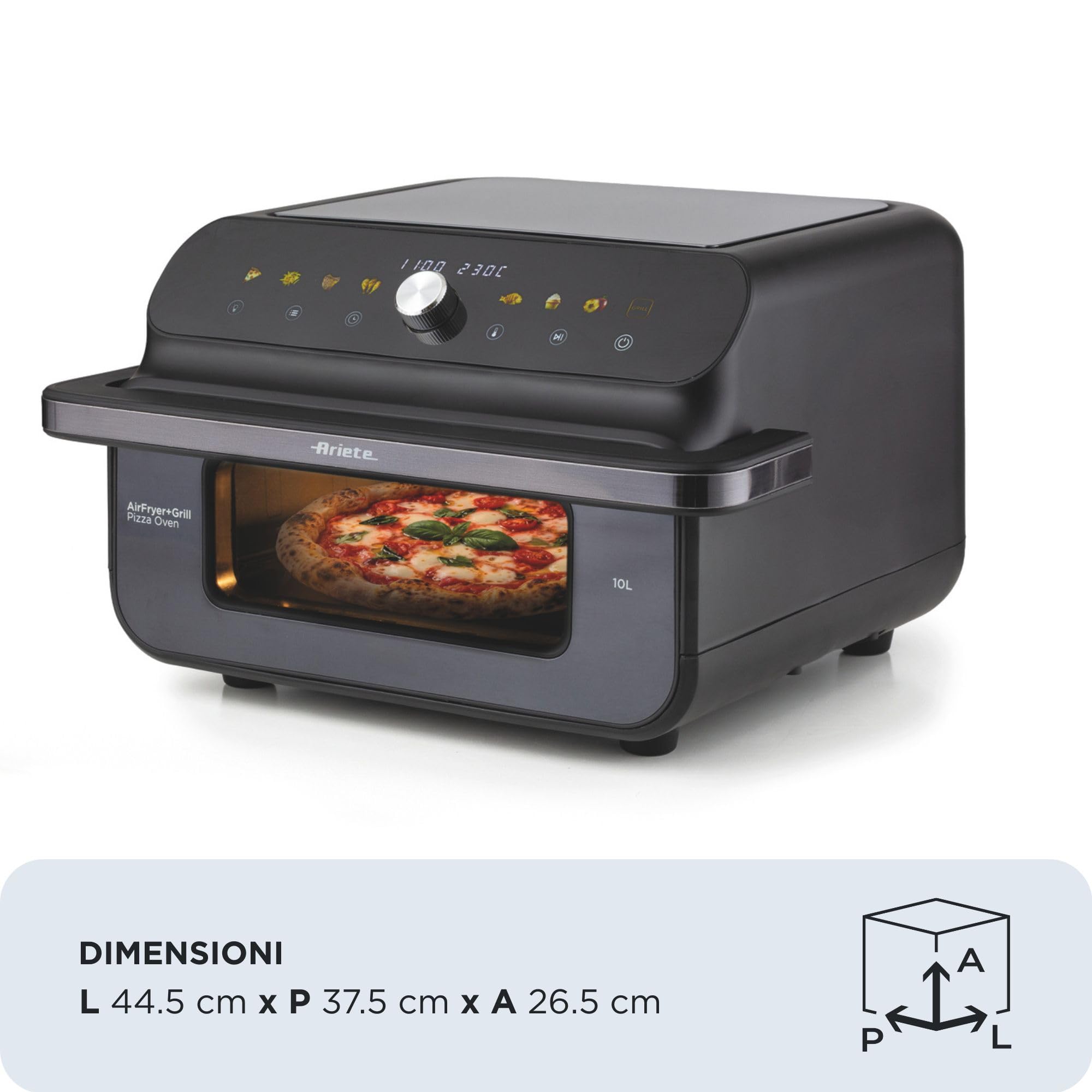 Ariete 4649 Air Fryer + Grill Pizza Oven, Friggitrice e Forno 10L 2000W