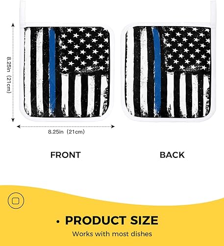 Miniatura 3 de Juego de 2 soportes para ollas de línea azul fina, aislamiento térmico, almohadillas calientes y agarraderas para cocina, guantes de horno de la